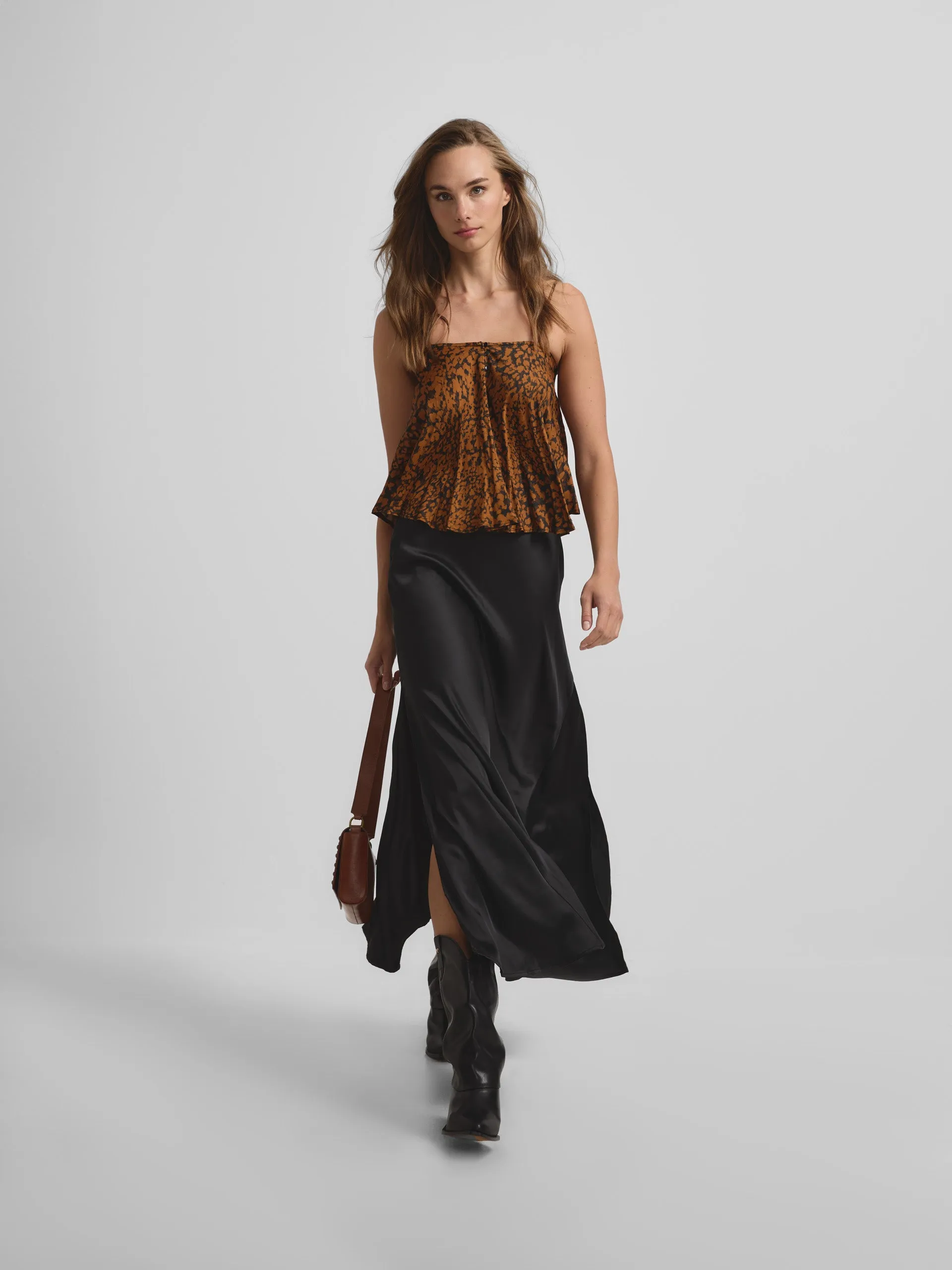 Top tirantes estampado animal print marron