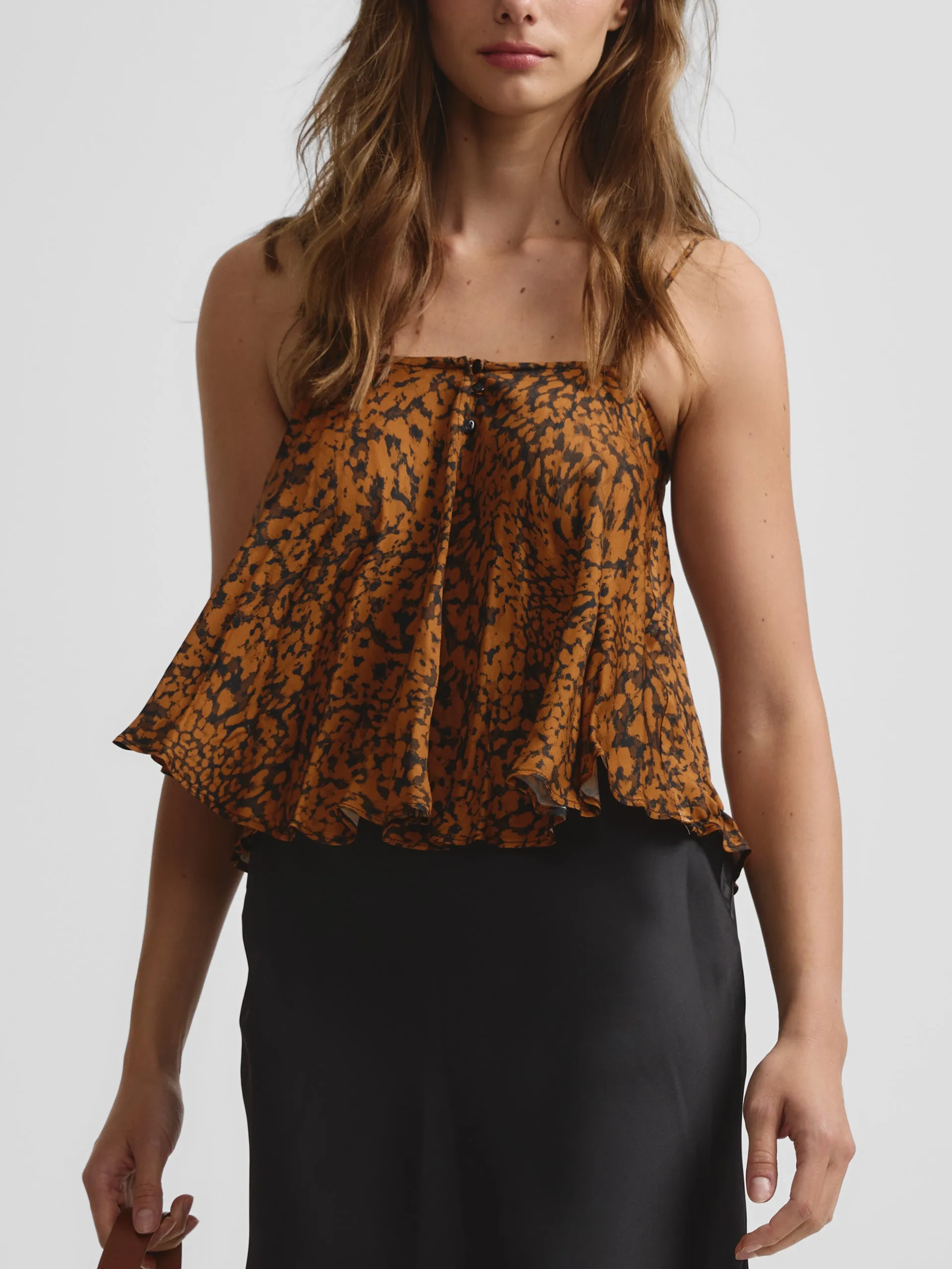 Top tirantes estampado animal print marron