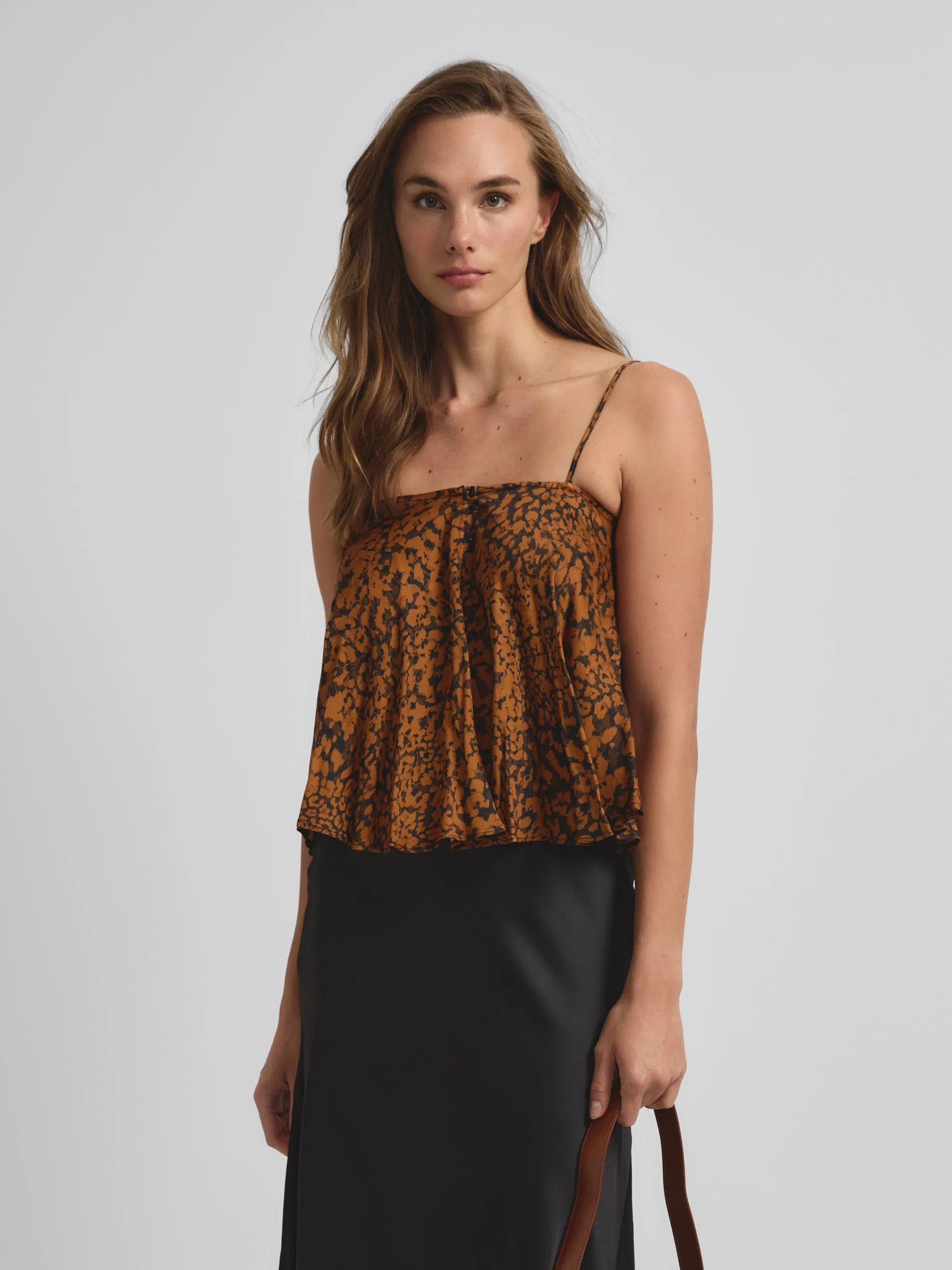 Top tirantes estampado animal print marron