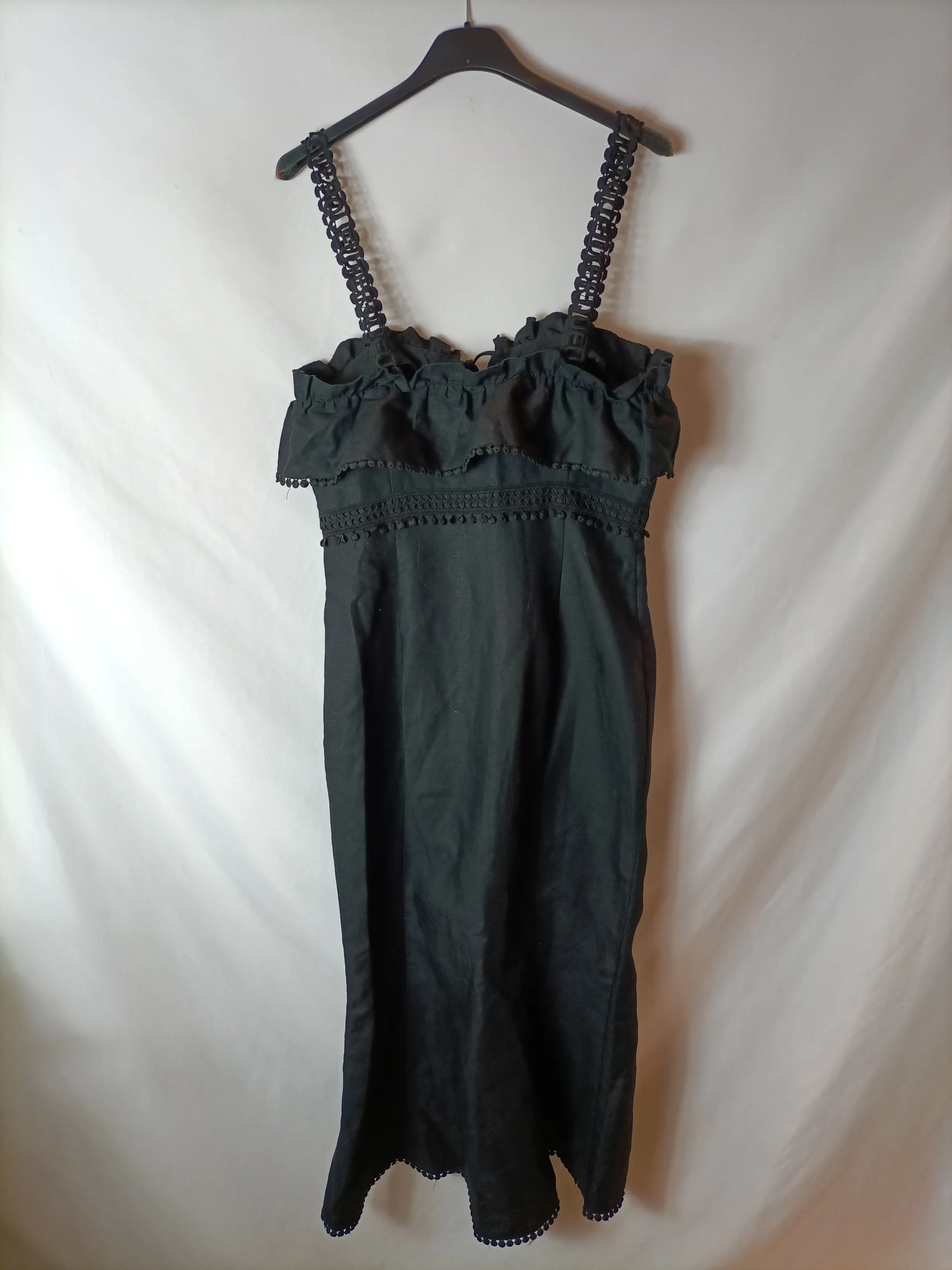 UTERQÜE. Vestido negro lino T.s