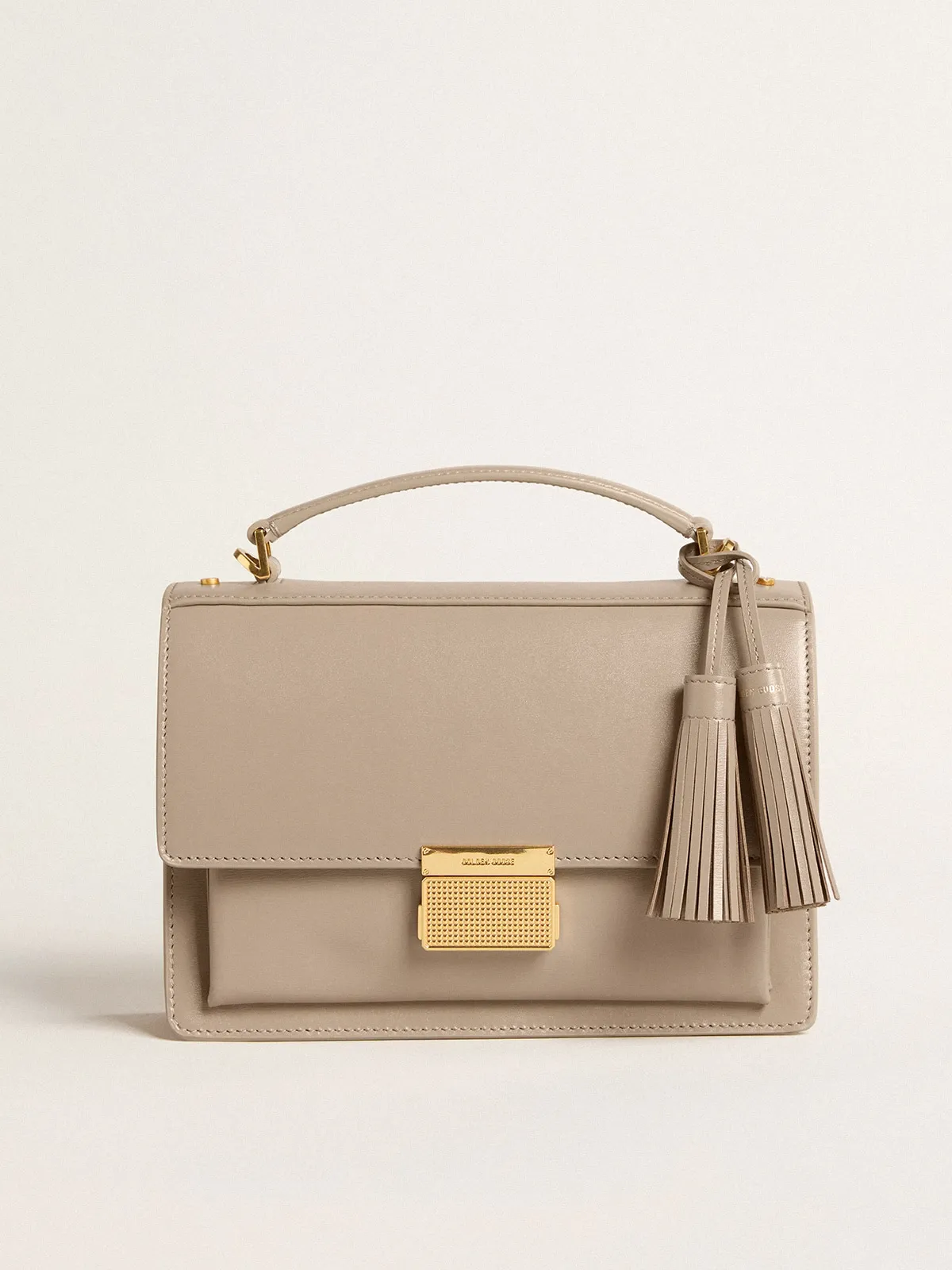 Venezia Bag en piel palmellato color beige y detalles dorados