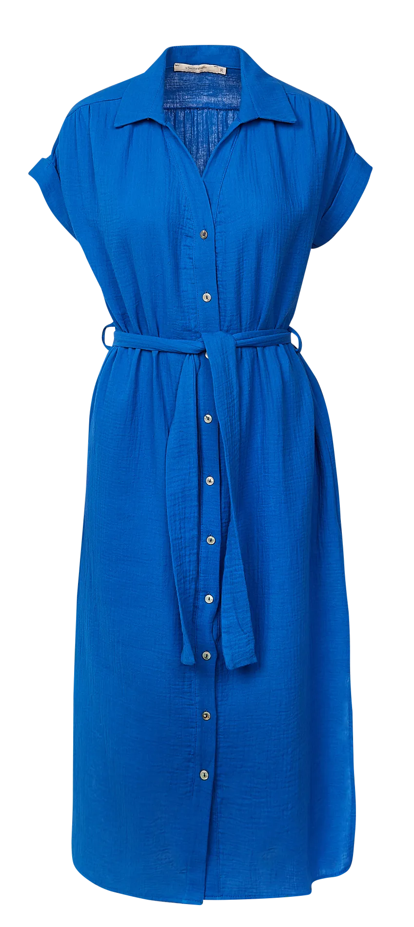 Vestido camisero de algodón en azul