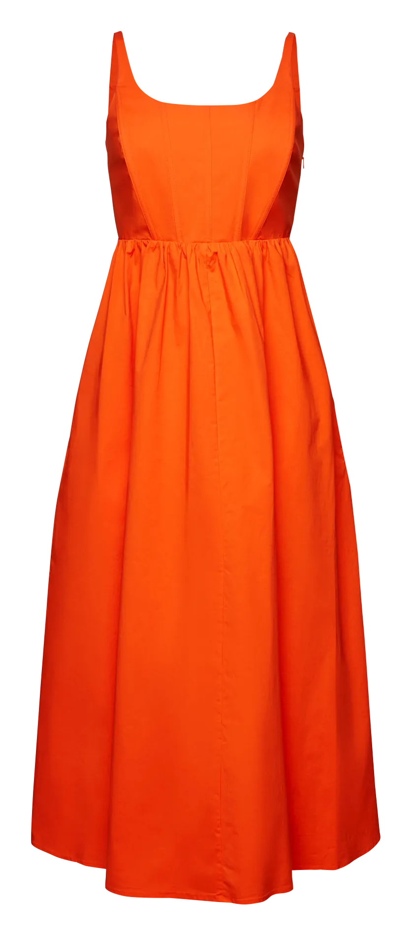 Vestido midi de tirantes de algodón mezclado en naranja