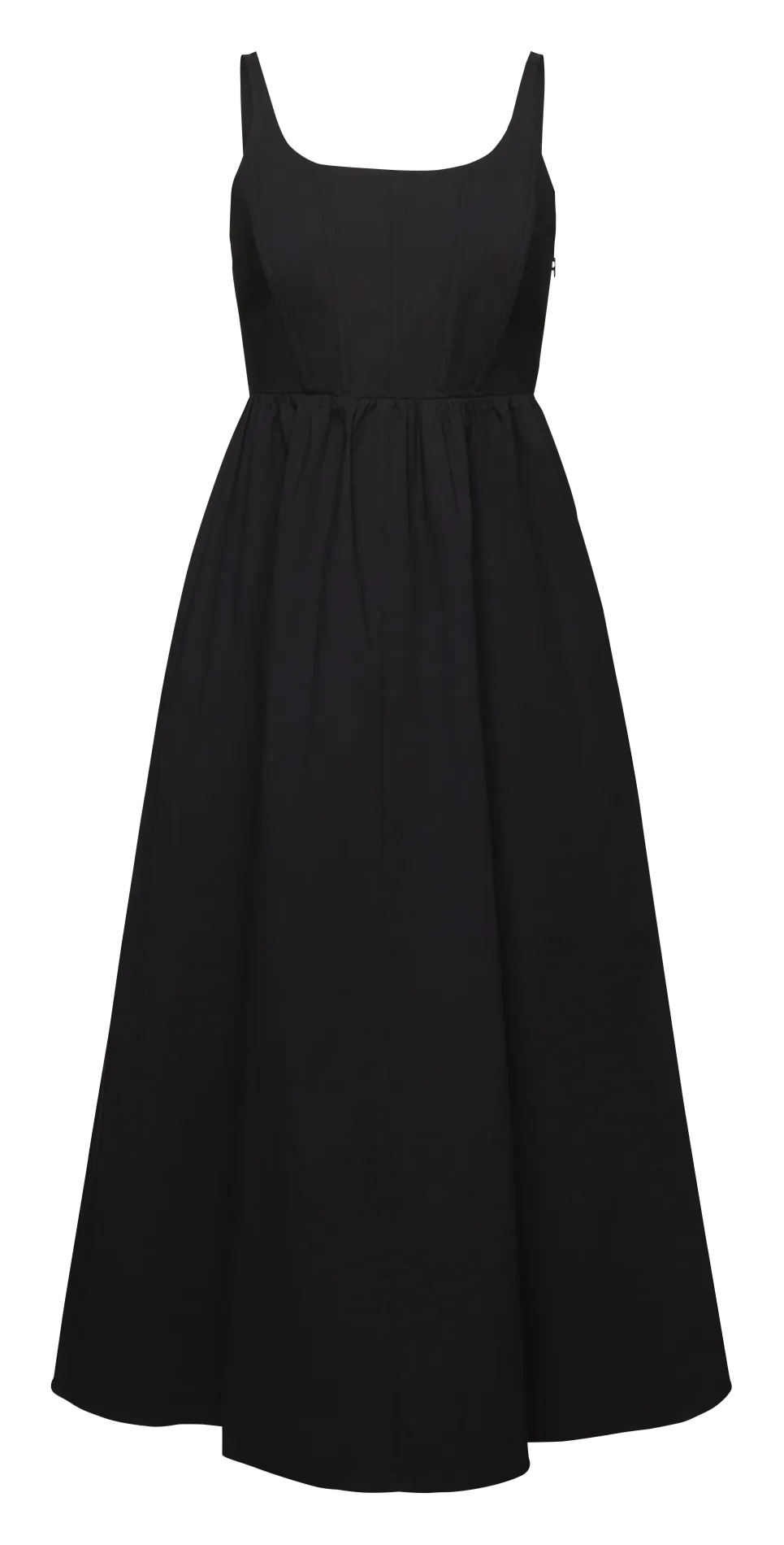 Vestido midi de tirantes de algodón mezclado en negro