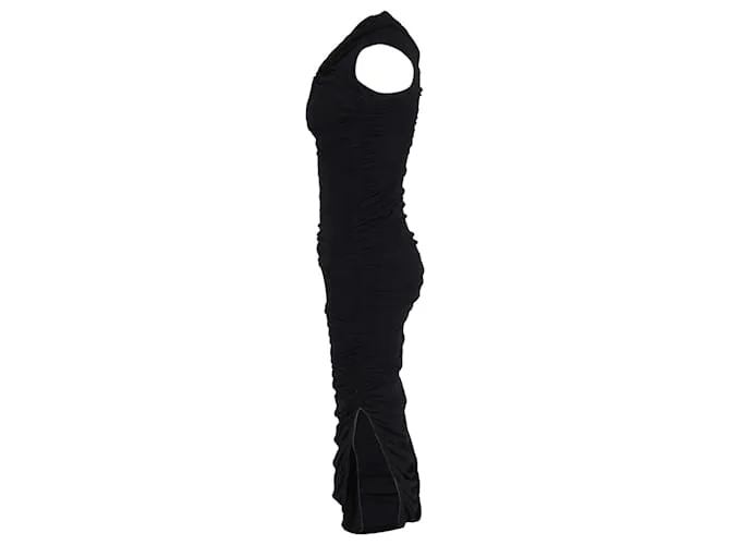 Vestido midi drapeado Khaite Spence en algodón negro 