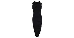 Vestido midi drapeado Khaite Spence en algodón negro 