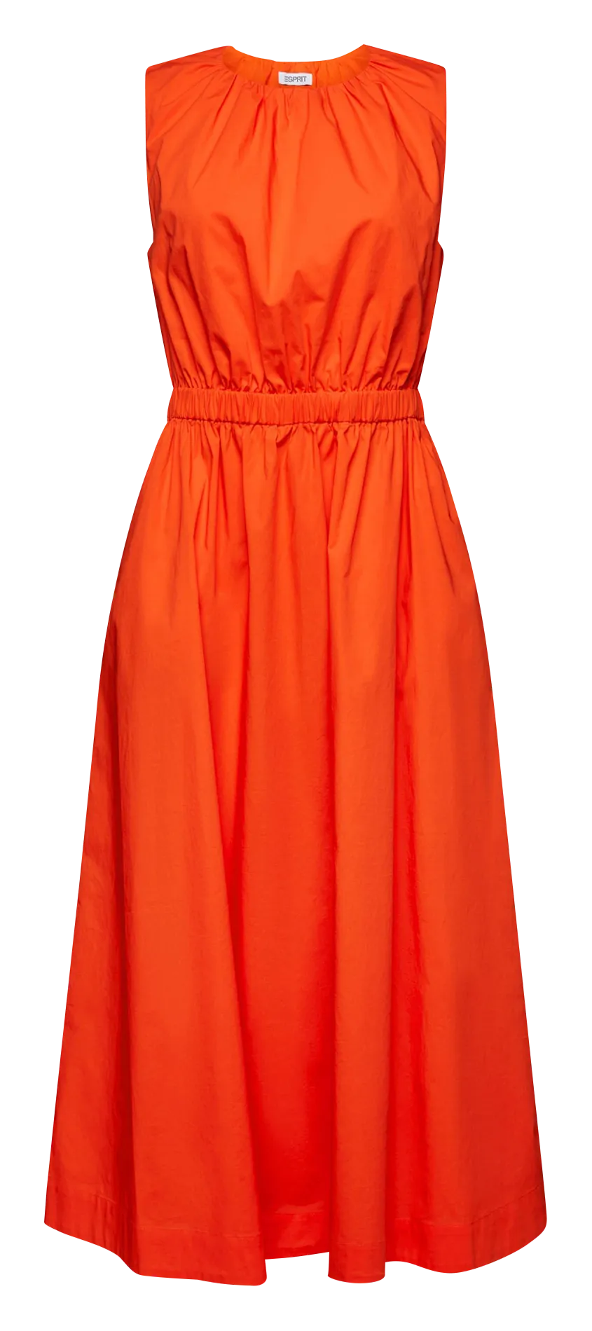 Vestido midi recto de mezcla de algodón en naranja