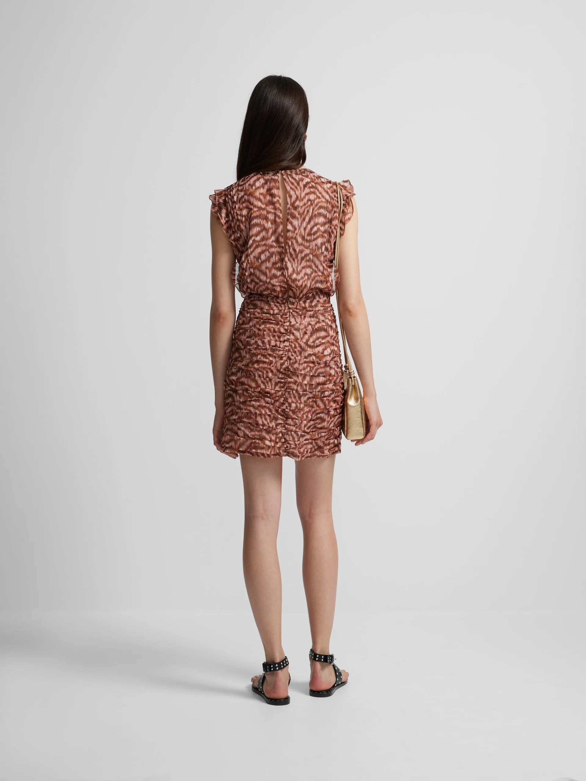 Vestido mini estampado animal print marron