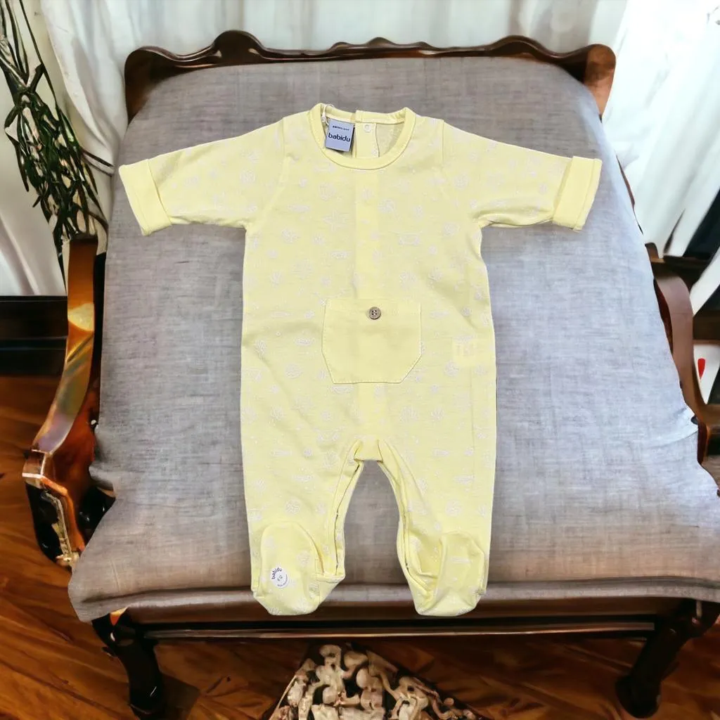 Yellow unisex romper crabs collection