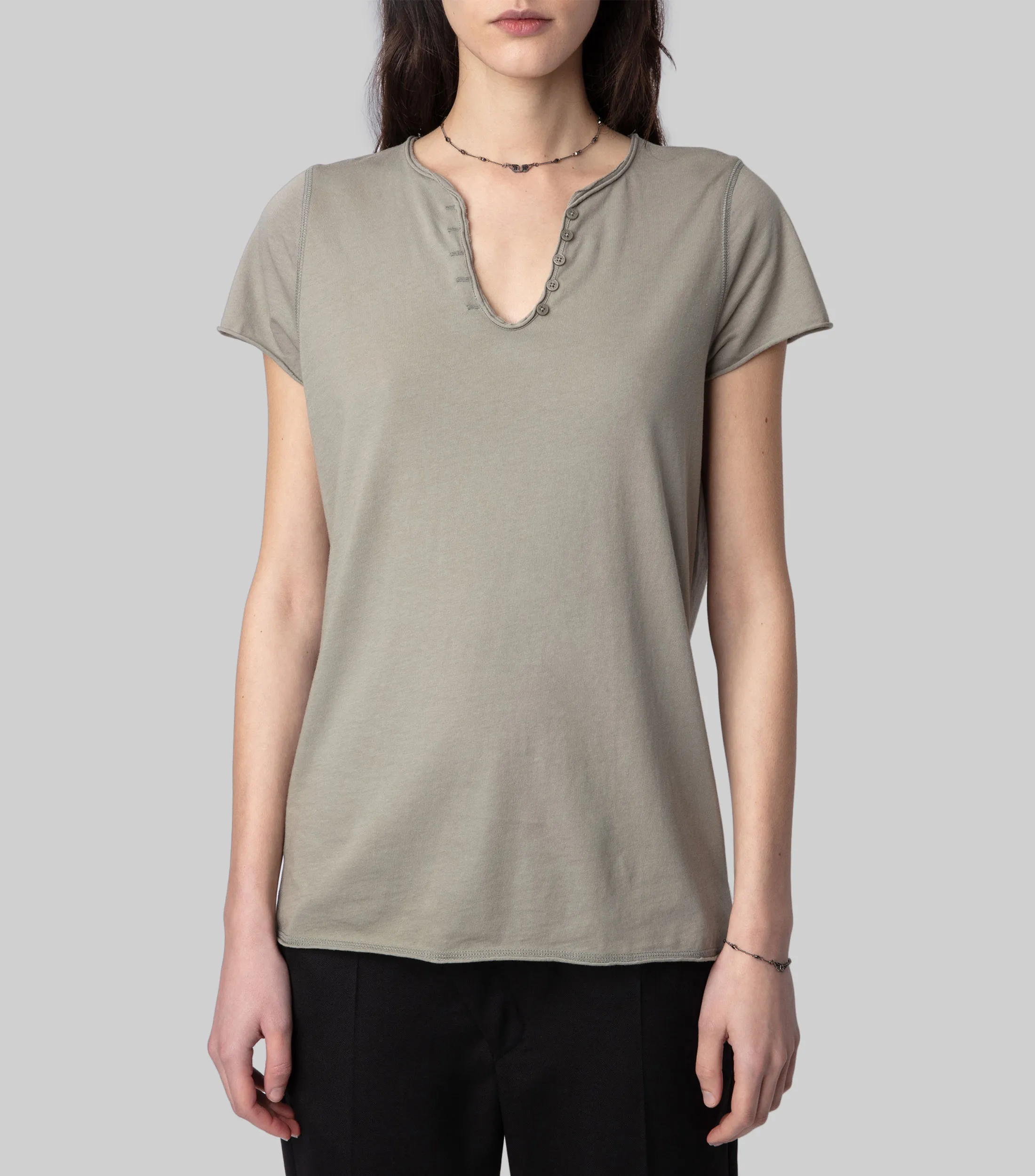 Zadig & Voltaire Playera de cuello V manga corta lisa Mujer