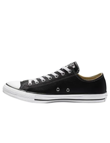 Zapatillas converse CT all star bajo negro piel de mujer.