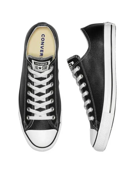 Zapatillas converse CT all star bajo negro piel de mujer.