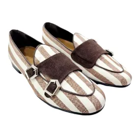 ZAPATO MOCASIN BELGIAN TEJIDO Y PIEL MARRÓN